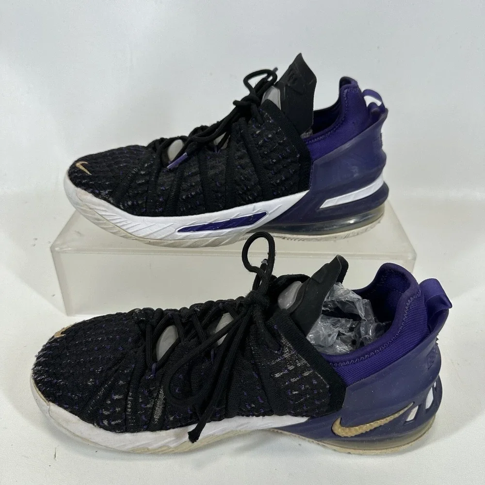 NIKE LEBRON JAMES XVIII Lakers CW2760-004 Basketball Shoes Black Youth Size 7‎ Y